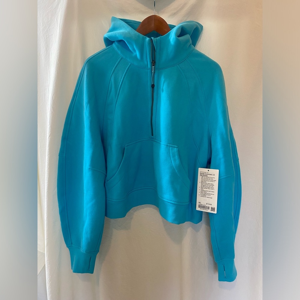 LULULEMON NWT Scuba Oversized Half-Zip Hoodie Pullover M/L Electric Turquoise